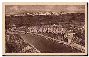 Carte Postale Ancienne Grenoble Panorama vue générale Et La Chaine Des Alpes