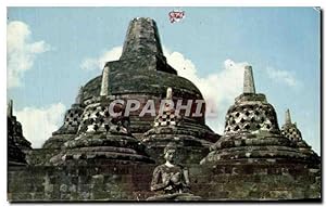 Carte Postale Ancienne Tjandi Borobudur Sebuah Stupa Terbuka di Kitari Oleh Barabudur Indonesie B...