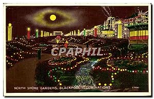Carte Postale Ancienne North shore Gardens Blackpool illuminations