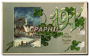 Carte Postale Ancienne Fantaisie Nouvel an 1911 Trefles