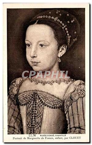 Carte Postale Ancienne Musee Conde Chantilly Portrait de Marguerite de France Enfant Par Clouet