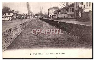 Carte Postale Ancienne Florina Les Bords du Canal
