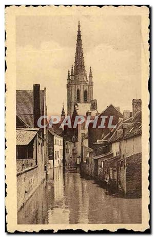 Carte Postale Ancienne Louvain vue Sur la Dyle et tour de l'Eglise Sainte Gertrude