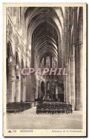 Carte Postale Ancienne Soissons Intérieur De La Cathédrale
