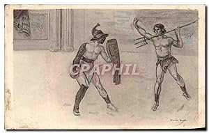 Carte Postale Ancienne Gladiateurs Rome Jeux