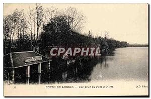 Carte Postale Ancienne Bords du Loiret vue prise du Pont d'Olivet Garage Paul forêt