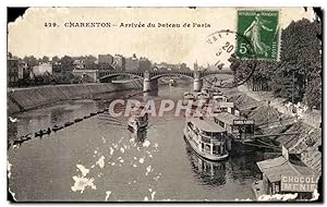 Carte Postale Ancienne Charenton Arrivee du bateau de Paris Peniches