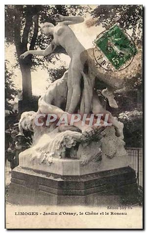 Carte Postale Ancienne Limoges Jardin d'Orsay Le Chene Et Le Roseau