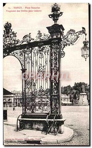 Carte Postale Ancienne Nancy Place Stanislas Fragment des grilles Jean Lamour