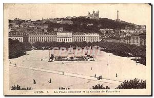 Carte Postale Ancienne Lyon La Place Bellecour et La Colline de Fourviere