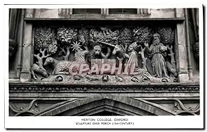 Carte Postale Ancienne Merton College Oxford Sculpture over porch