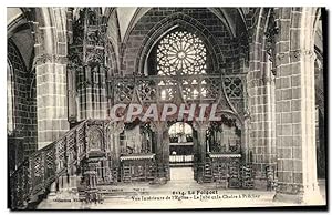 Carte Postale Ancienne Le Folgoet vue Intérieure de I Eglise Le jube et la chaire a precher