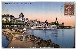 Carte Postale Ancienne Evian les Bains vue Prise au Port Bateau