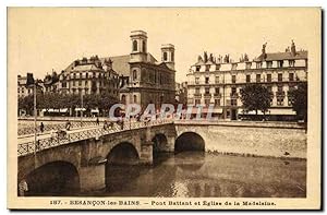 Carte Postale Ancienne Besancon les Bains Pont Battant et Eglise de la Madeleine