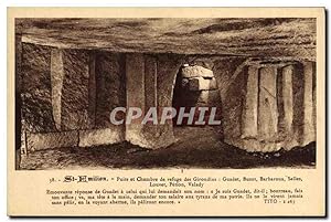 Carte Postale Ancienne Saint Emillion Puits et Chambre de Refuge des Girondins Guadet Buzot Barba...