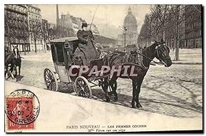 Carte Postale Ancienne Paris Nouveau Les Femmes Cocher TOP Cheval