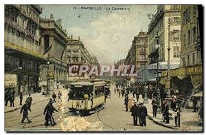 Carte Postale Ancienne Marseille La Cannebiere Tramway