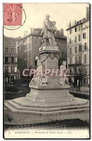 Carte Postale Ancienne Marseille Monument de Pierre Puget