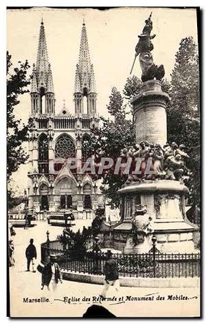 Carte Postale Ancienne Marseille Eglise Des Refermes et Monument des Mobîles