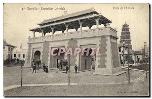 Carte Postale Ancienne Marseille Exposition Coloniale Porte de l'Annam Elephant