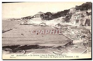 Carte Postale Ancienne Marseille La corniche l'anse du prophete et les restaurant