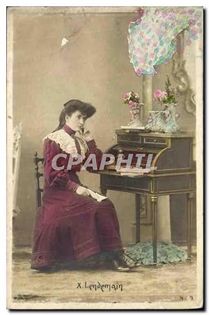 Carte Postale Ancienne Fantaisie Femme Piano