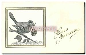 Carte Postale Ancienne Fantaisie Oiseau Anniversaire