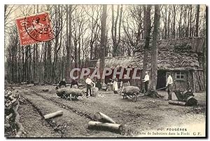 Carte Postale Ancienne Fougeres Hutte de Sabotiers dans la forêt TOP