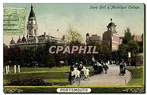 Carte Postale Ancienne Town Hall Municipal College Portsmouth