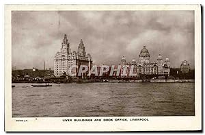 Carte Postale Ancienne Liver Buildings and Dock Office Liverpool