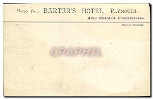 Carte Postale Ancienne Memo from Barter's Hôtel Plymouth