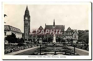 Carte Postale Ancienne Rochdale Town Hall And Memorial Garden