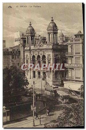 Carte Postale Ancienne Algerie Oran Le théâtre Tramway