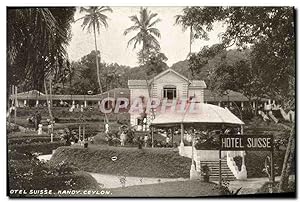Carte Postale Ancienne Sri Lanka Ceylan Hôtel Suisse Kandy