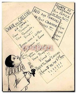 Carte PEINTE a la main Arlequin El Maestro del Tekko dépliante sur un menu Diner du 30 janvier 1905