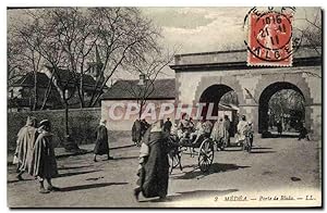 Carte Postale Ancienne Algerie Medea Porte de Blida