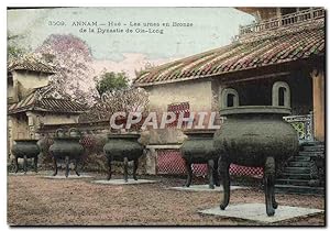 Carte Postale Ancienne Indochine Annam Hue Les urnes de bronze de la dynastie de Gia long