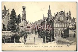 Carte Postale Ancienne Bruges le quai du rosaire et le beffroi