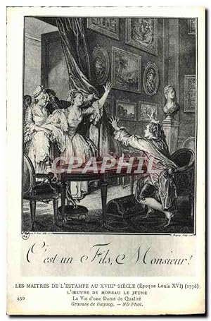 Carte Postale Ancienne Estampes 18eme Moreau le jeune La vie d'une dame de qualite Baquoy