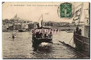 Carte Postale Ancienne Marseille Vieux Port Traversee du bateau mouche