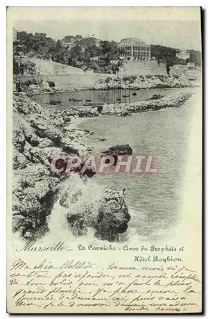Carte Postale Ancienne Marseille La Corniche Anse du Prophete et Hôtel Roubion
