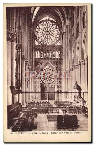 Carte Postale Ancienne Reims La Cathédrale Intérieur Vers Le Portail