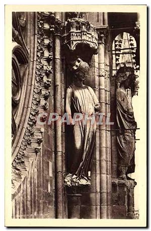 Carte Postale Ancienne Cathédrale De Reims Transept Sud Statue Symbolisant La Synagogue