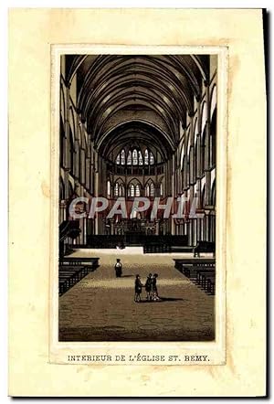 Carte Postale Ancienne Intérieur De L'Eglise St Remy Reims