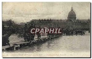 Carte Postale Ancienne Inondations De Paris Construction D'Une Passerelle Genie