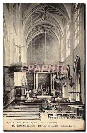 Carte Postale Ancienne Sezanne Intérieur de L'Eglise