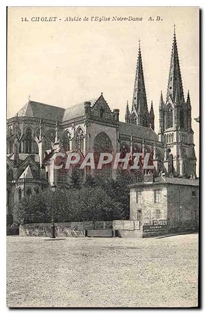 Carte Postale Ancienne Cholet Abside de L'Eglise Notre Dame