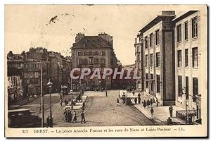 Carte Postale Ancienne Brest La place Anatole France et les Rues De Siam et Louis Pasteur