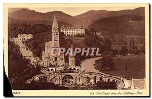 Carte Postale Ancienne Lourdes La Basilique vue du château fort
