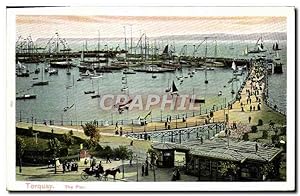 Carte Postale Ancienne Torquay The Pier Bateaux